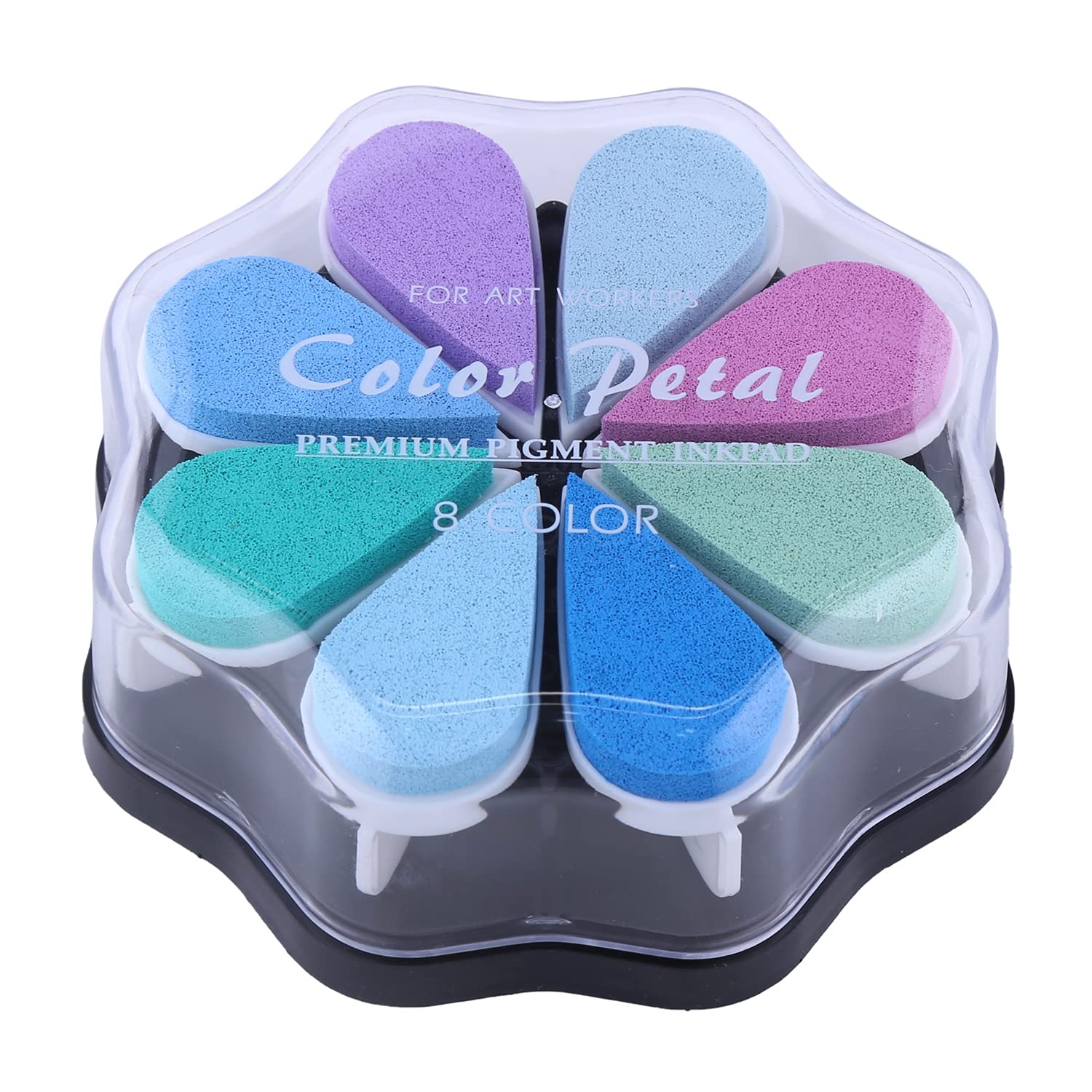 8 Assorted Waterdrop Shaped Ink Pads - Multi Color Craft Rubber Stamps Set
