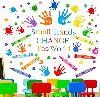 Sondeng Inspirational Quotes Wall Decals - Colorful Watercolor Splatter, Handprint & Crayon Stickers for Kids Nursery, Classroom, Playroom Decor