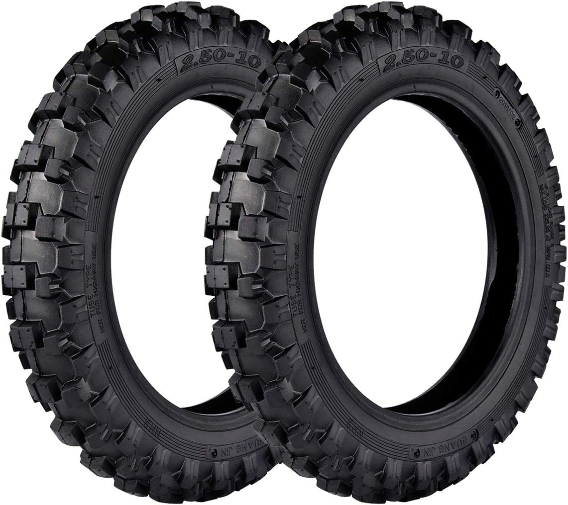 2.50x10" Tyre 2.5-10 Front + Rear Tire Compatible with Mini Dirt Bike XR50 CRF50 PW50 SDG107 50SX Razor SX500 (Tires)