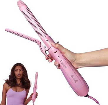 Mermade Hair Aircurl Curling Iron - 1.25 Inch Ceramic Barrel with Clamp, Hair Curler for Long, Medium, Short Hair, Ionic Technology, Lower Heat Temperatures for Healthier Hair Styling - 1.25", Pink