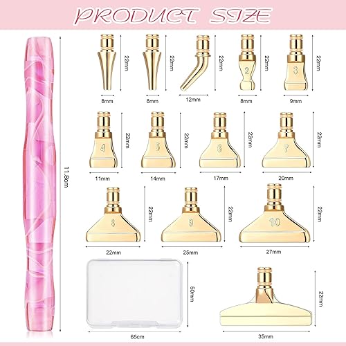 Miniatura 2 de ZYNERY Kit de 30 bolígrafos de pintura de diamantes, 13 puntas de acero inoxidable para accesorios de pintura de diamantes con 12 arcilla,