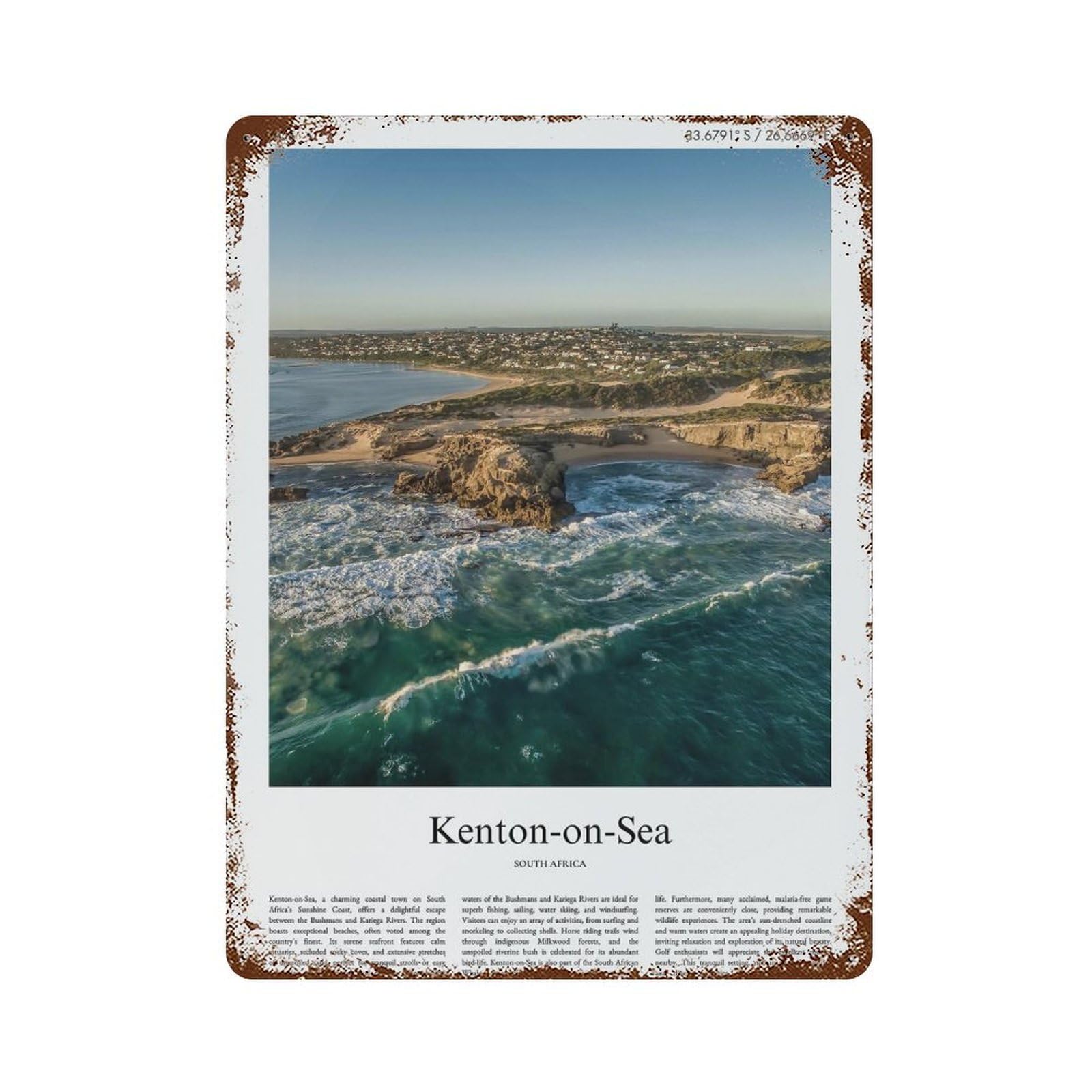 xiaoxiaoshen Kenton-on-sea South Africa City Scenery Wall Decor Art Metal Tin Poster Modern Home Decor Art Home Bar Shop Decorations Vintage Sign 40x30cm