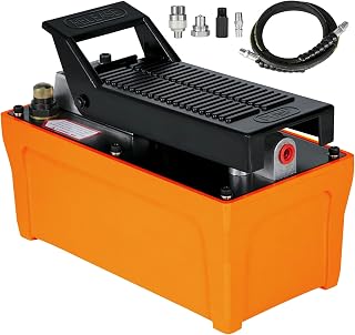 VEVOR Air Hydraulic Pump 10000 PSI 1/2 Gal Reservoir Hydraulic Foot Pump Air Treadle Foot Actuated for Auto Body Frame Machines and Pulling Post, Black+Orange