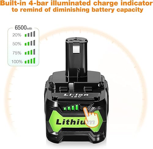 Miniatura 4 de KEEPTOP Batería de repuesto de 18 V 6.5 Ah compatible con batería de litio de 18 V P102 P103 P105 P107 P108 P109 ONE+ herramienta inalámbrica, 2