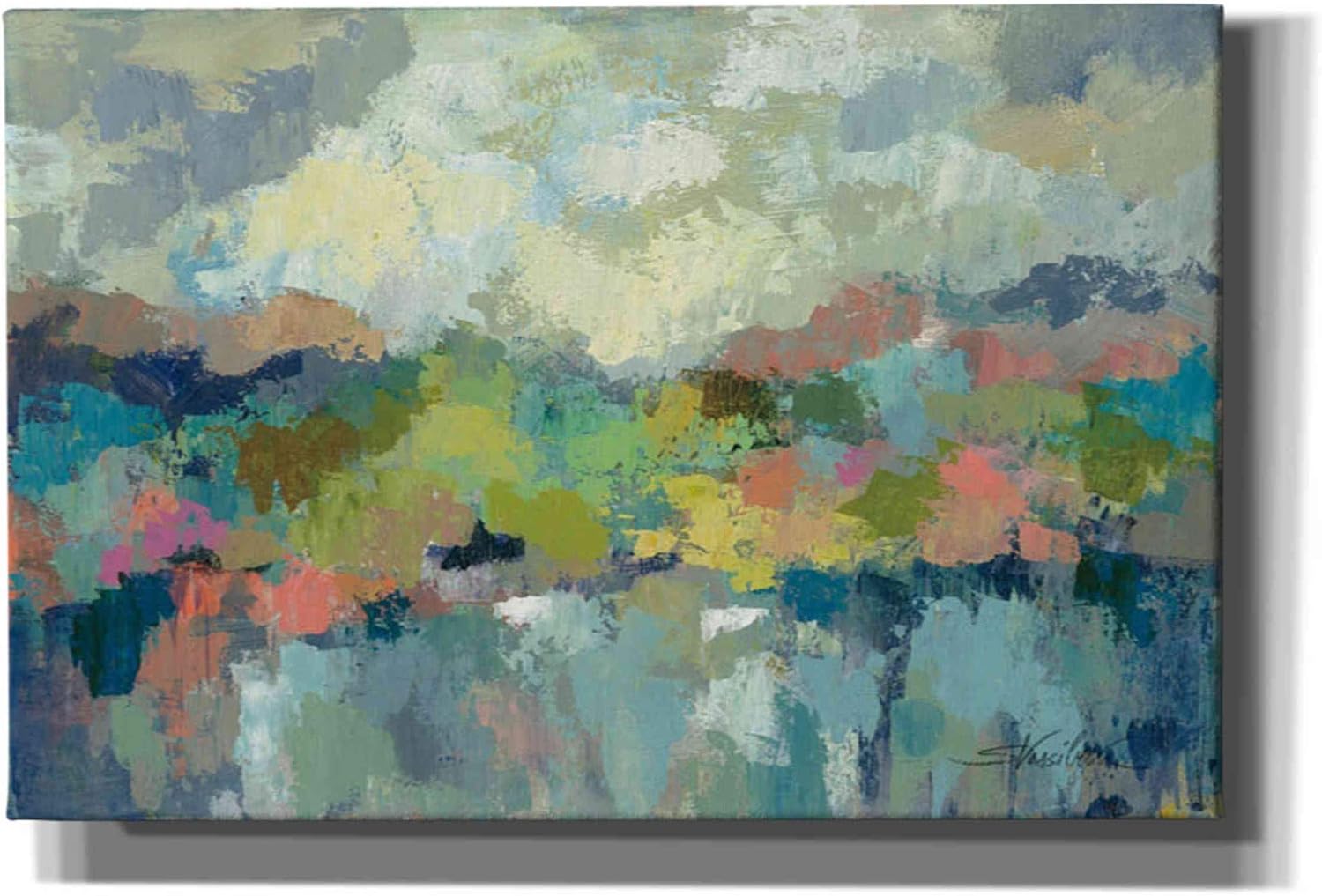 Epic Graffiti 'Abstract Lakeside' by Silvia Vassileva, Canvas Wall Art, 18"x12"