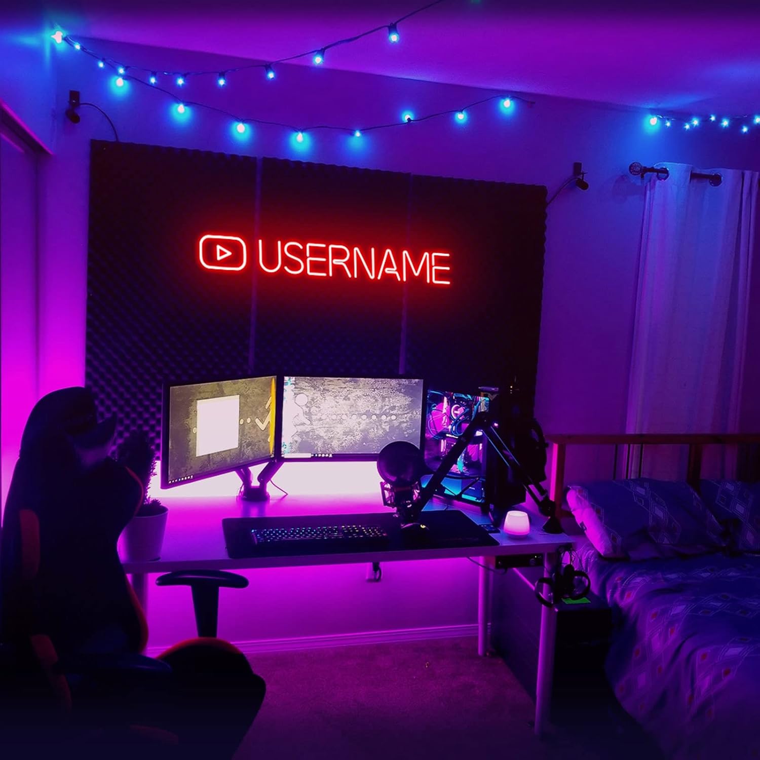 Custom Twitch Username Neon Sign, Gamer Tag Neon Light, Twitch Name Live Streaming Sign Wall Decor Personalized Gift for Gamers, Social Media Streamers Influencers, Custom Channel ID Business Sign