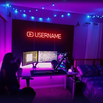 علامة YouTube Neon المخصصة ، علامة LED المخصصة للألعاب ، معرف قناة YouTube اليدوي ضوء النيون ، ضوء توقيع بث YouTube المباشر المباشر ، ديكور جدار غرفة الألعاب ، هدايا عيد الميلاد للاعبين