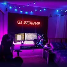 Custom Youtube Neon Sign Wall Decor, Personalized Gamer Tag Led Sign, Handmade Youtube Gaming Sign Channel ID Led Sign Light, Live Streaming Name Sign Business Neon Light, Birthday Gifts for Gamers