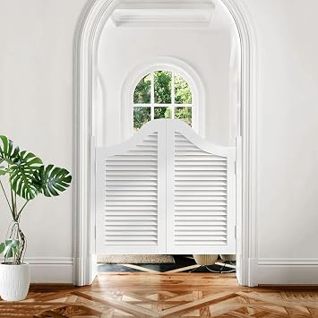 Swinging Cafe Doors, Wood Cafe Saloon Door Half Door with Hinges, Auto Close Partition Door for Kitchen Bar Shop Entrance, Western Style Interior Barn DoorWhite,W80xH100cm31.4x39.3in
