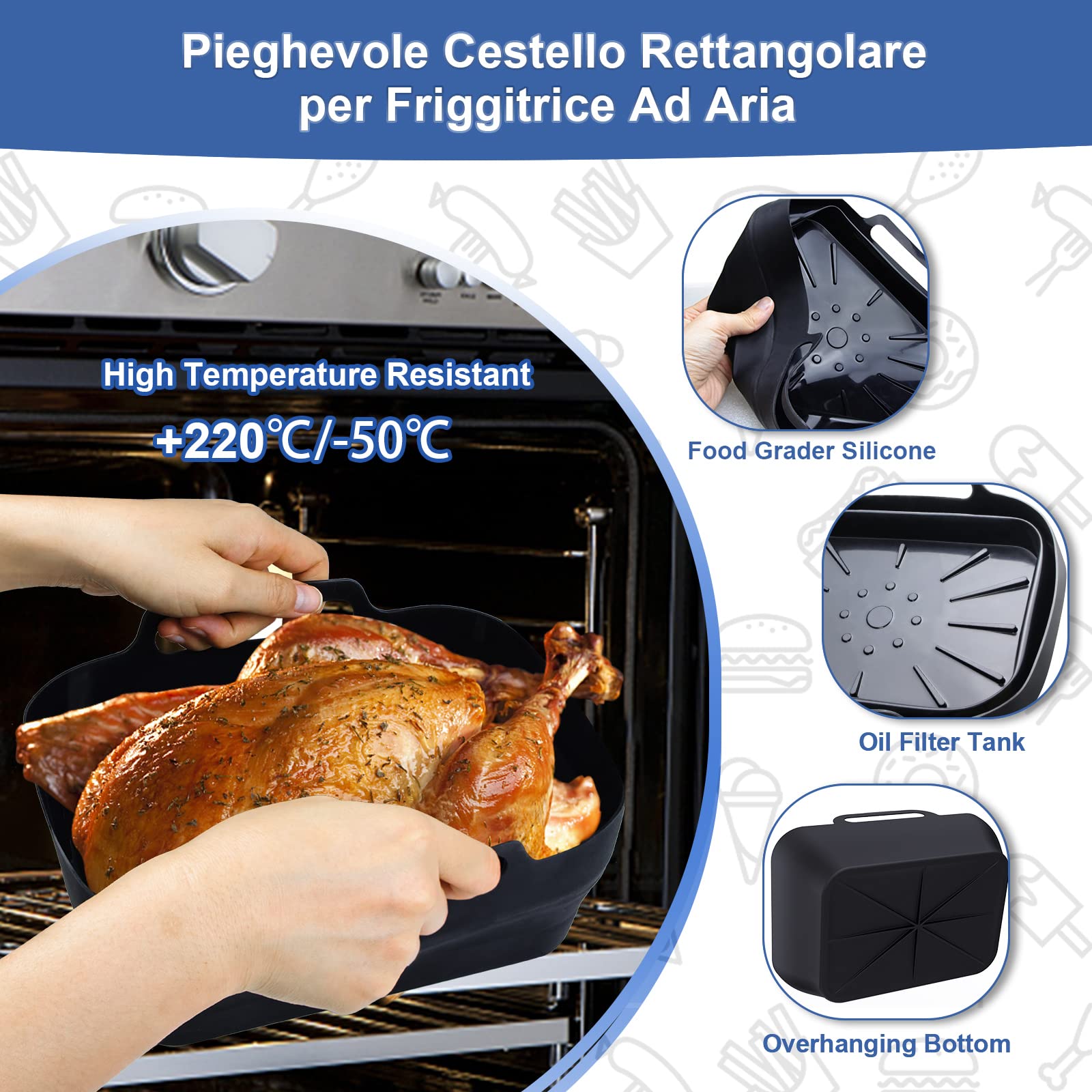 YQL Fodere Per Friggitrice Ad Aria In Silicone Per Cosori/Tefal, 3 - Foto 5