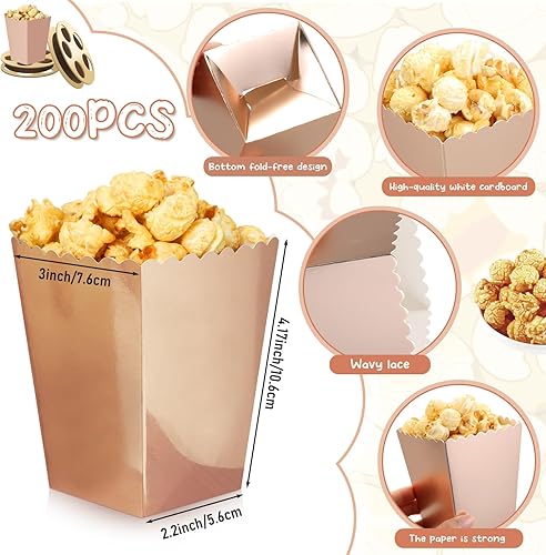 Miniatura 3 de 200 cajas de palomitas de maíz, mini caja de papel para palomitas de maíz, contenedor de cartón para palomitas de maíz, contenedor desechable para