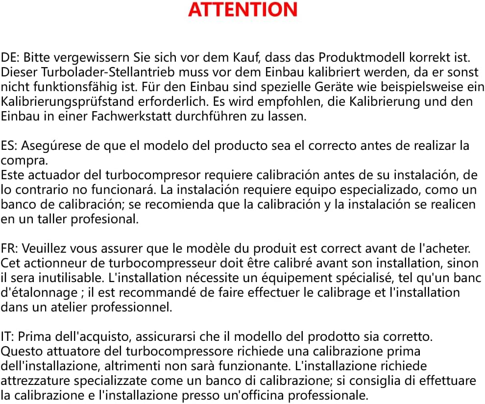 Turbo aktuátor műszaki specifikációk