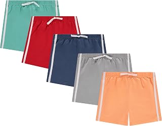 Cudlie 5팩 남아용 유아용 반바지, 부드러운 면 혼방, 12개월-4T | 부드럽고 내구성이 뛰어난 5팩 남아용 반바지, 신축성 있는 허리, 세탁기 세탁 가능한 면 혼방 어린이집, 학교, 캠프 및 놀이용, 사이즈 24M