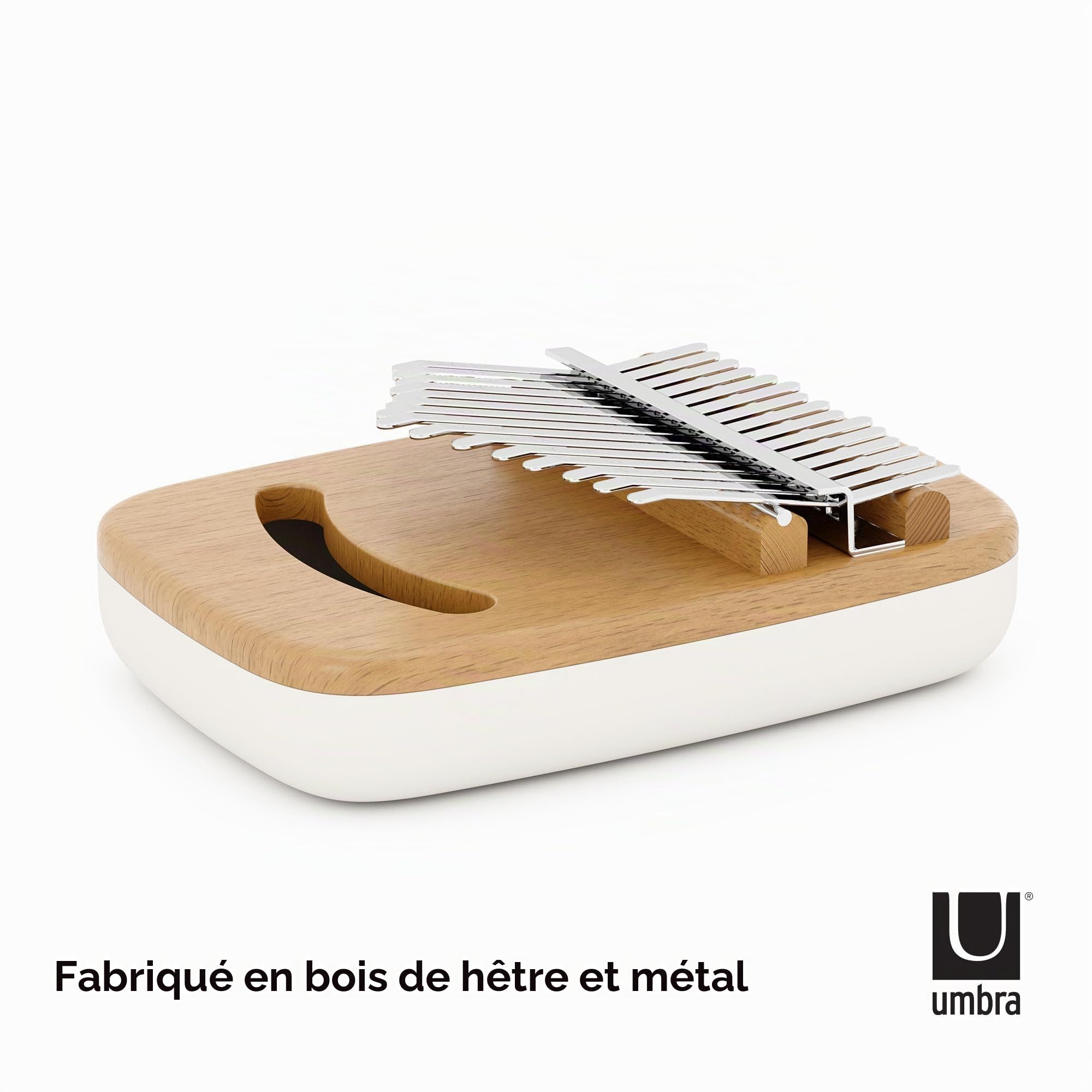 Umbra Strumba Kalimba Piano à pouce portable 15 touches Instrument de musique décoratif avec plateau intégré pour partitions de musique