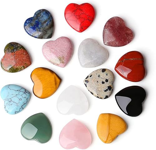 Miniatura 23 de YATOJUZI 20 piezas de cristales de cristal natural y piedras curativas, piedras preciosas de corazón, piedras preciosas de bolsillo de chakras