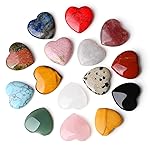 15PCS Natural Heart Healing Crystals Love Stones Rose Quartz Clear Quartz Tiger Eye Heart Set Bulk Polished Pocket Palm Thumb Gemstones Meditation Chakra Reiki Energy Balancing 0.8 inch