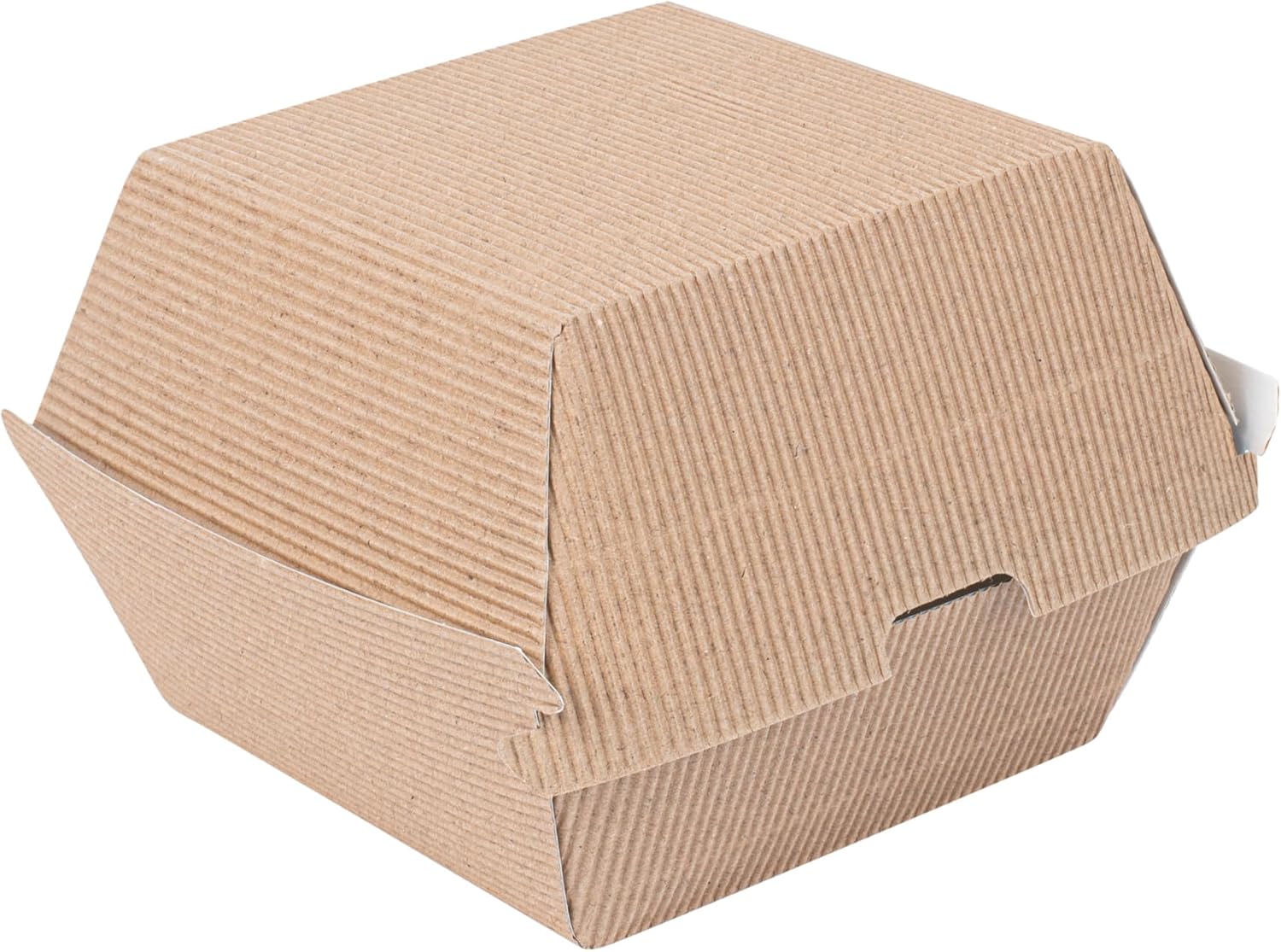 Restaurantware 4 x 4 x 3.8 Inch Burger Boxes 100 Clamshell Food Containers - Hinged Lid Disposable Kraft Paper Take Out Boxes Ripple Wall Technology Serve Sliders or Finger Foods