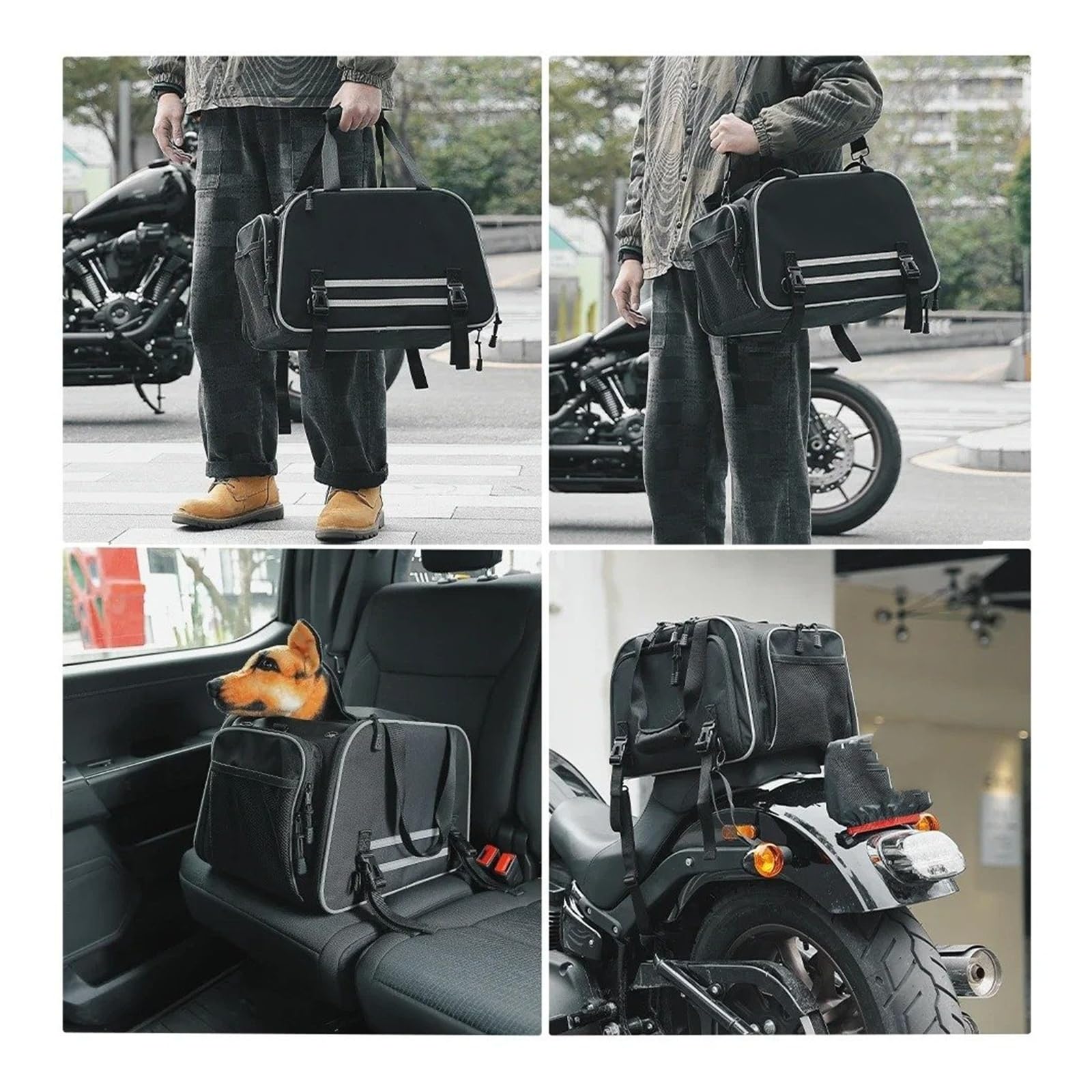 Sac de moto pour animaux domestiques, sac de transport pour chiens et chats, portable, de voyage, porte-bagages et siège passager