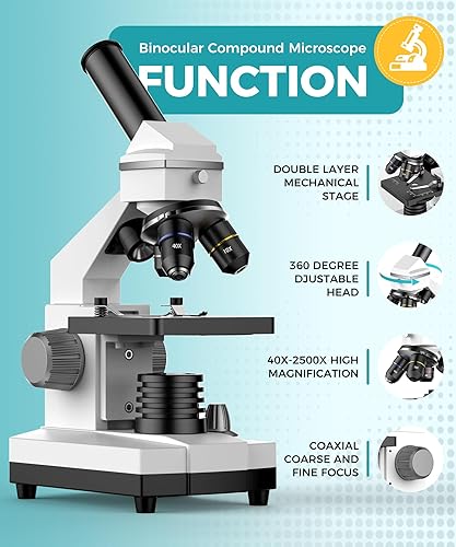 Miniatura 3 de Microscopios compuestos profesionales para adultos, niños de 8 a 12 años y estudiantes  Microscopio de laboratorio de aumento 2000X y para el hogar