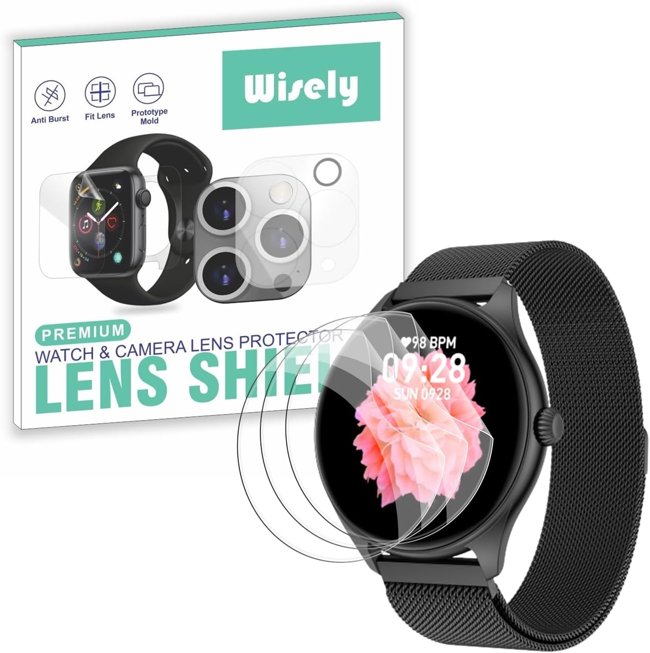 Wisely |3pcs| Screen Guard Protector For Fire Boltt Ace Luxury Phoenix Smartwatch |1.43"| Bubble Free, Easy installation kit, HD Clear, Full Cover