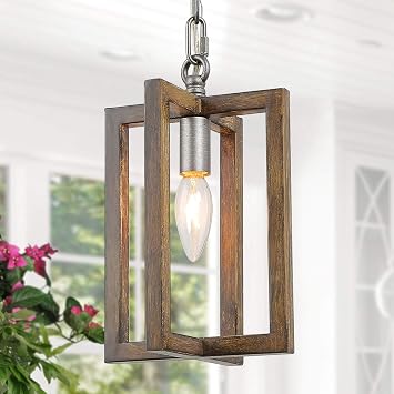 ISURAUL Farmhouse Pendant Light, Faux 