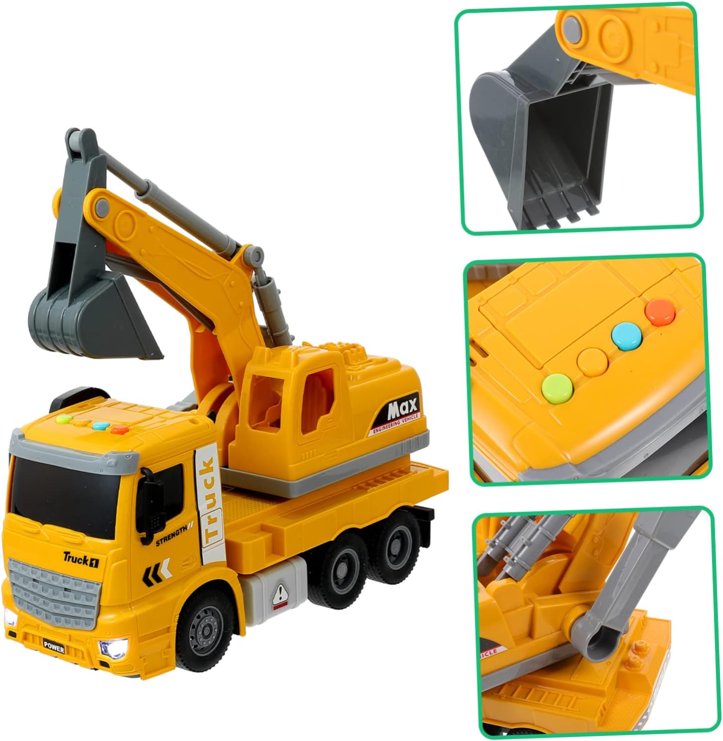 Yardwe Musical Light Excavator for Inertia Construction Vehicle with Smooth Edges Safe for Design Present for Boys