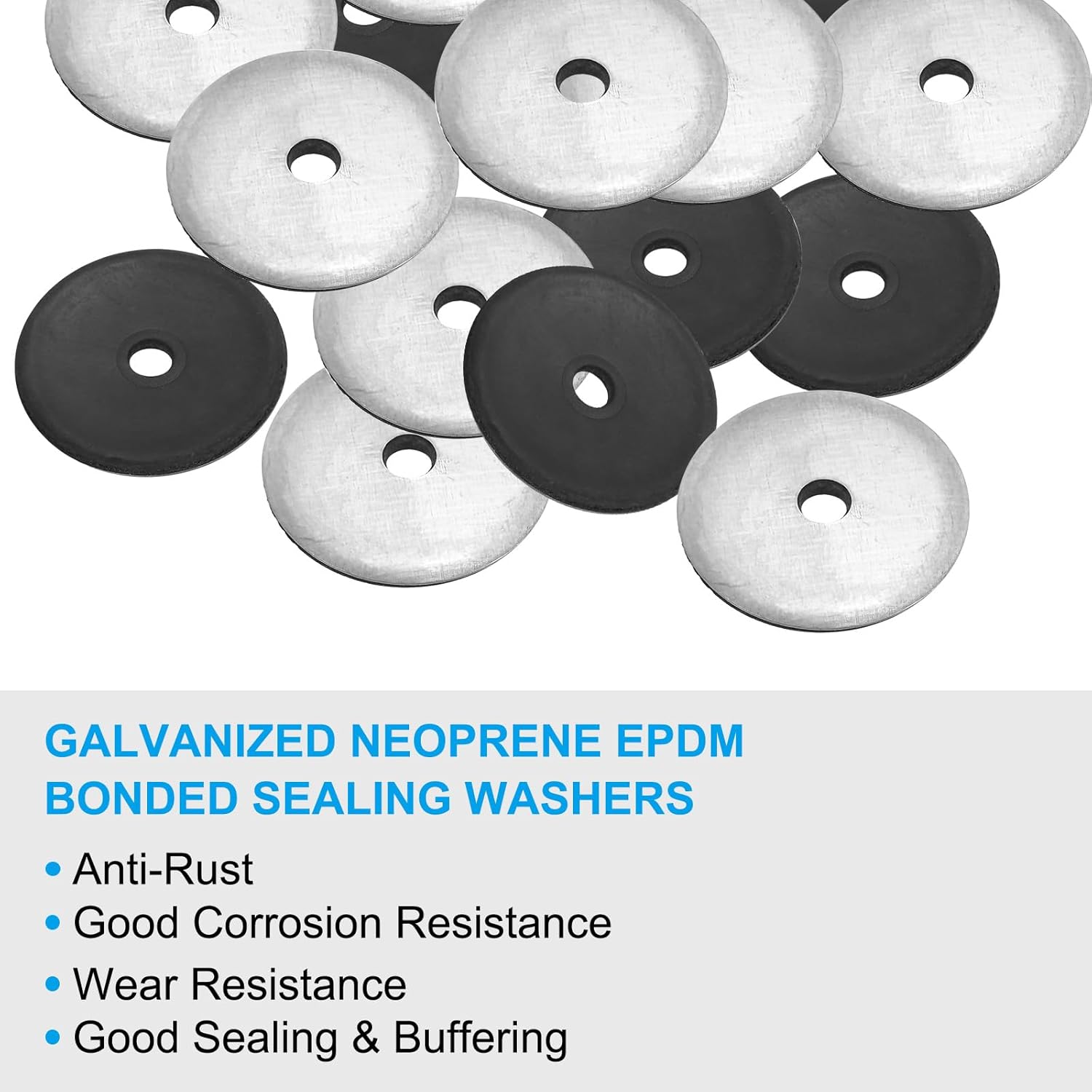 PATIKIL 7/32" x1 1/4" EPDM Bonded Sealing Washers, 100 Pieces Galvanized Neoprene Rubber Backed Screw Gasket for Industrial Home Machinery Ships Roof (#12)