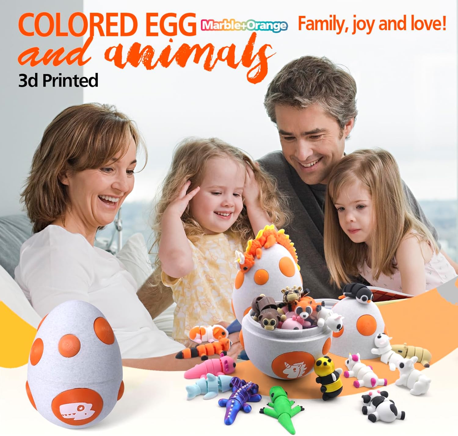 3D Printed mini Animals Egg with Mini Animal Toys Inside, Easter Basket Stuffers,Pre Filled Easter Eggs Bulk with Toys, Reusable Easter Basket Essentials Gifts, Easter Egg Hunt Supplies,Party Favors