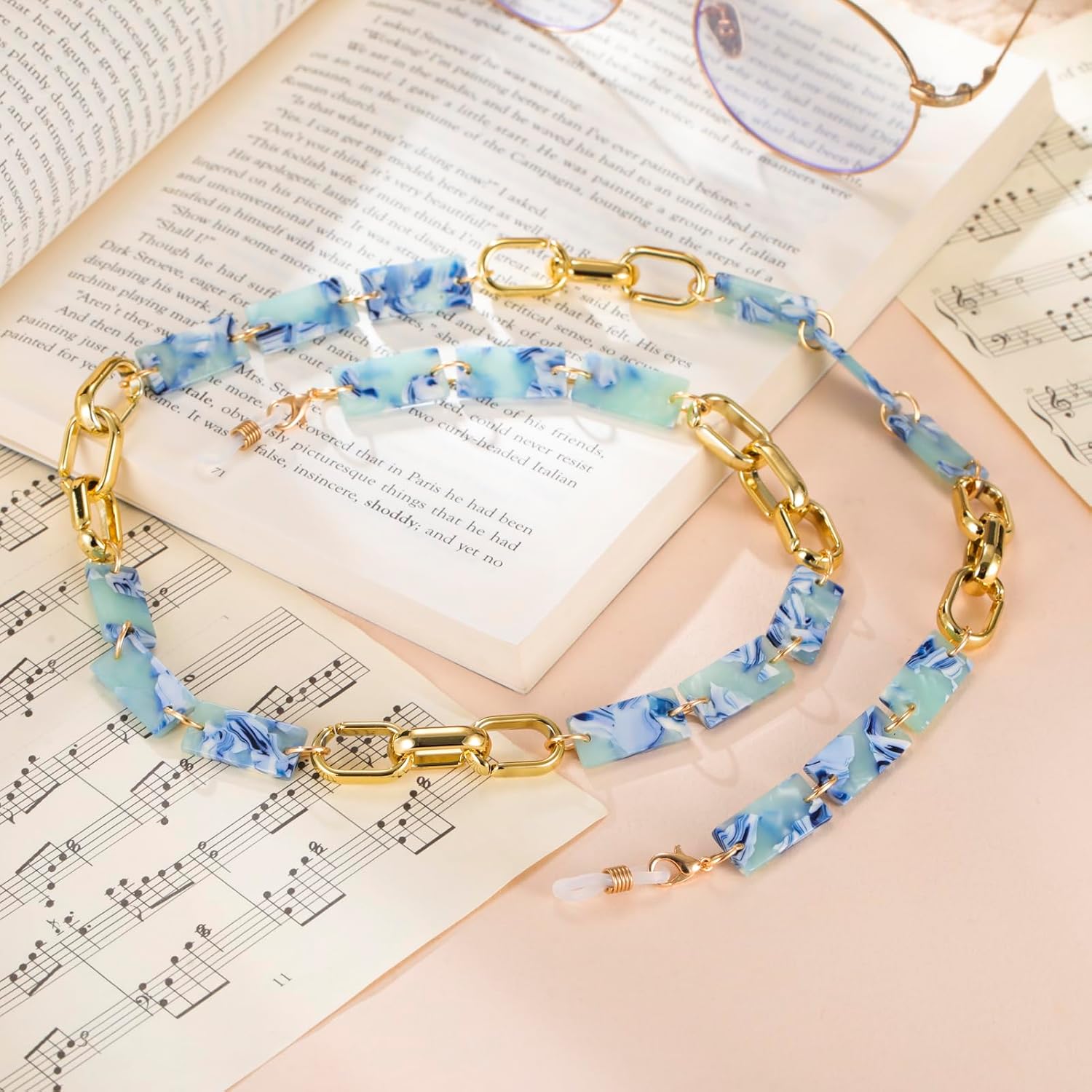 Dreamtimes Acrylic Eyeglass Chain Adjustable Lightweight Eyewear Retainer for Women Men color variety Sunglass Chain