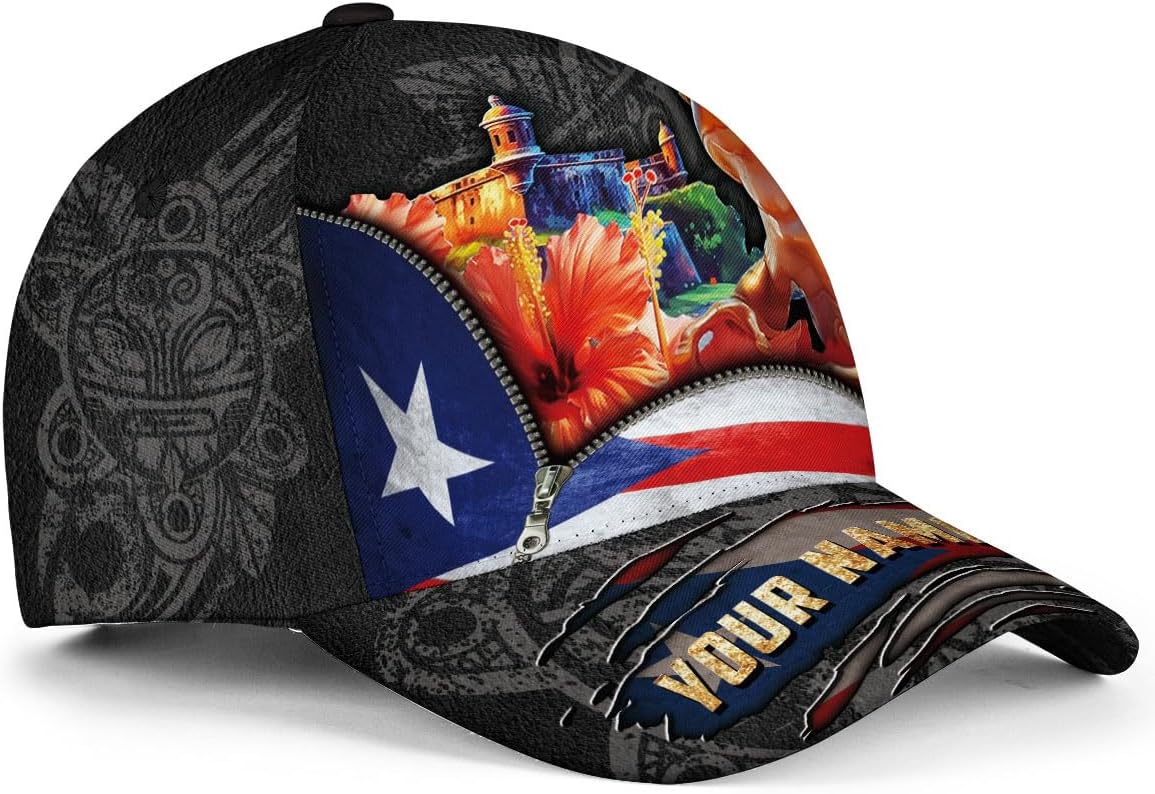 Custom Name Puerto Rico Baseball Cap, Personalized Puerto Ricans Caps for Men, Customized Puerto Rico Baseball Hat
