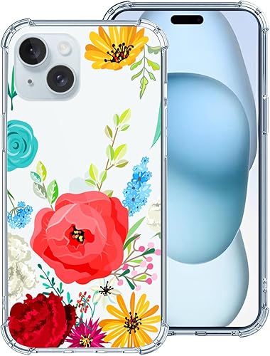 Miniatura 9 de Hi Space Funda para iPhone 15 Plus de 6.7 pulgadas 2023, diseño de flor de cerezo rosa para iPhone 15 Plus para mujeres y niñas, funda floral rosa