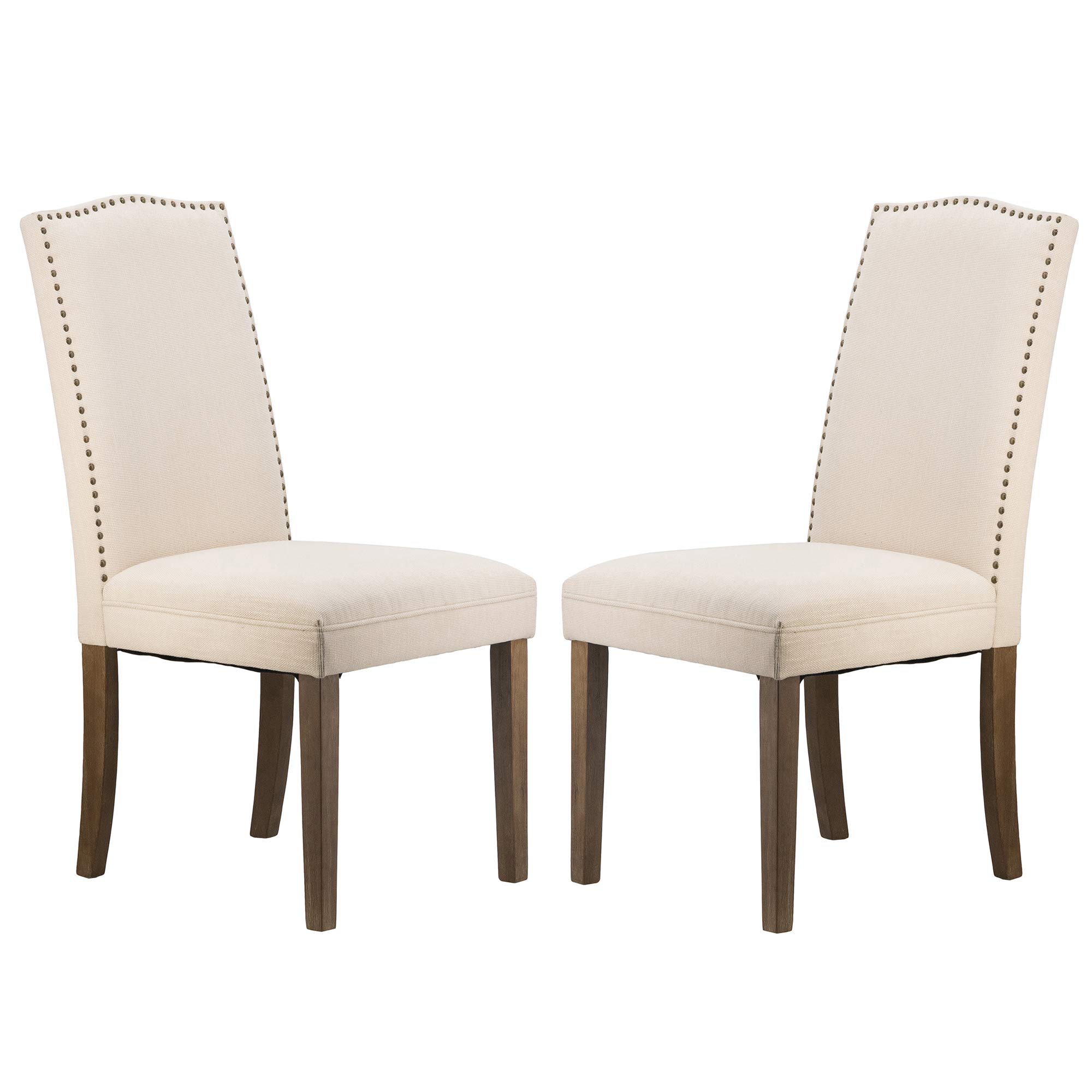 A&B Home Furniture Dining Chairs Urban Style with Nailhead Trim for Dining Room Kitchen Living Room Set of 2 Beige