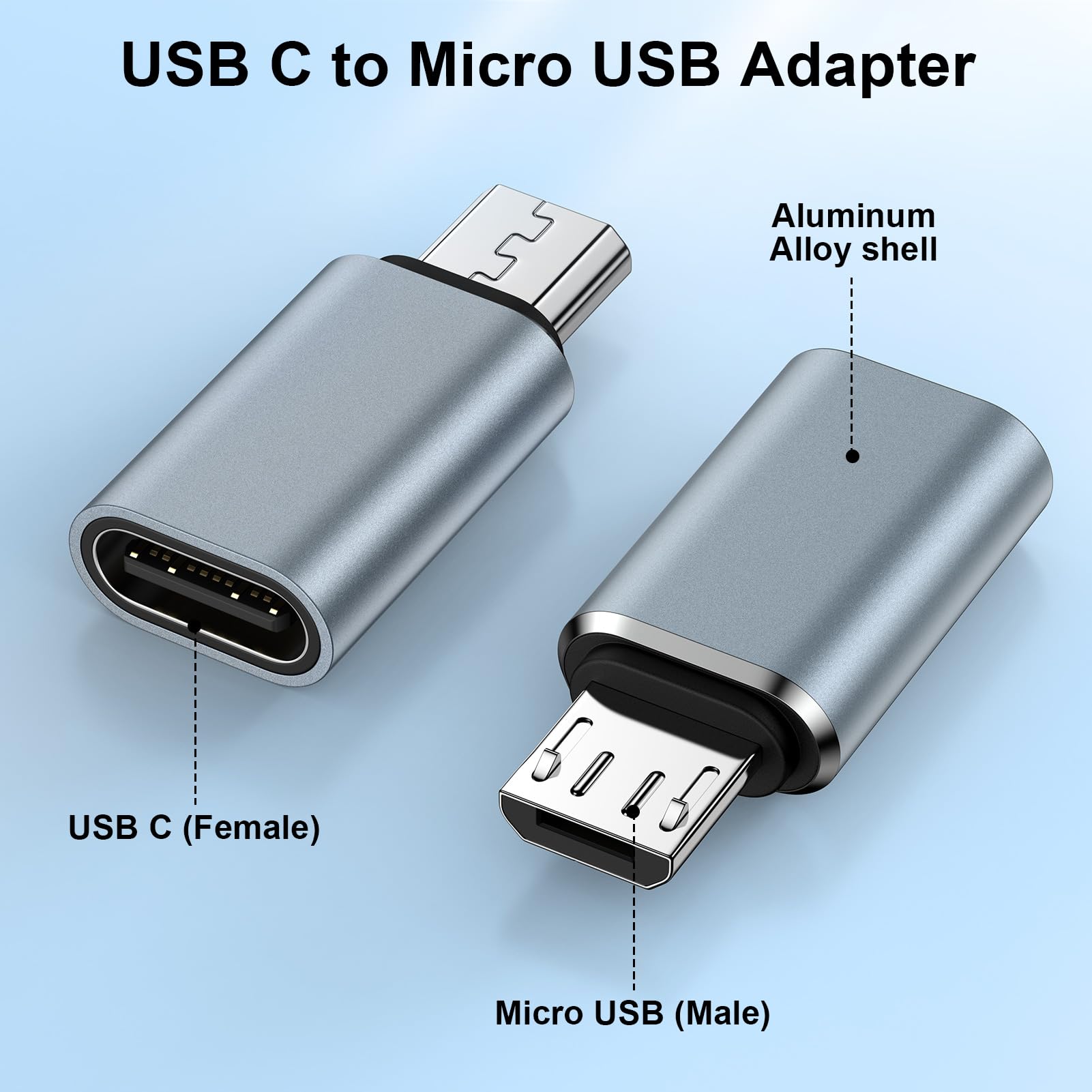 Adattatore da USB C a micro USB, confezione da 5 connettori USB tipo C femmina a micro USB maschio, per ricarica e sincronizzazione dati per Samsung Galaxy S7 Edge, S7, S6, J7, Nexus 5, 6, Note 5