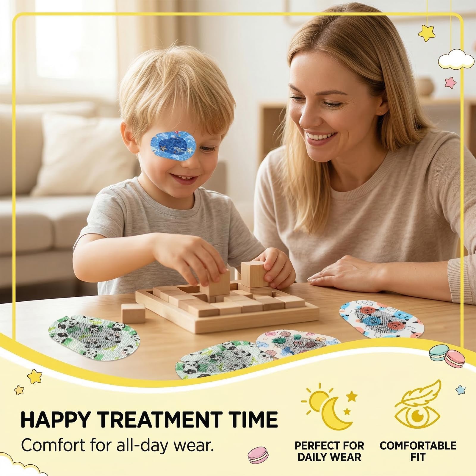 24 pezzi Cerotti Adesivi per Occhi Monouso Traspiranti Blocca-luce Allegri e Simpatici, Autoadesivi, Cerotti per Ambliopia per Bambini e Adulti, per Amblyopia e Pelle Delicata
