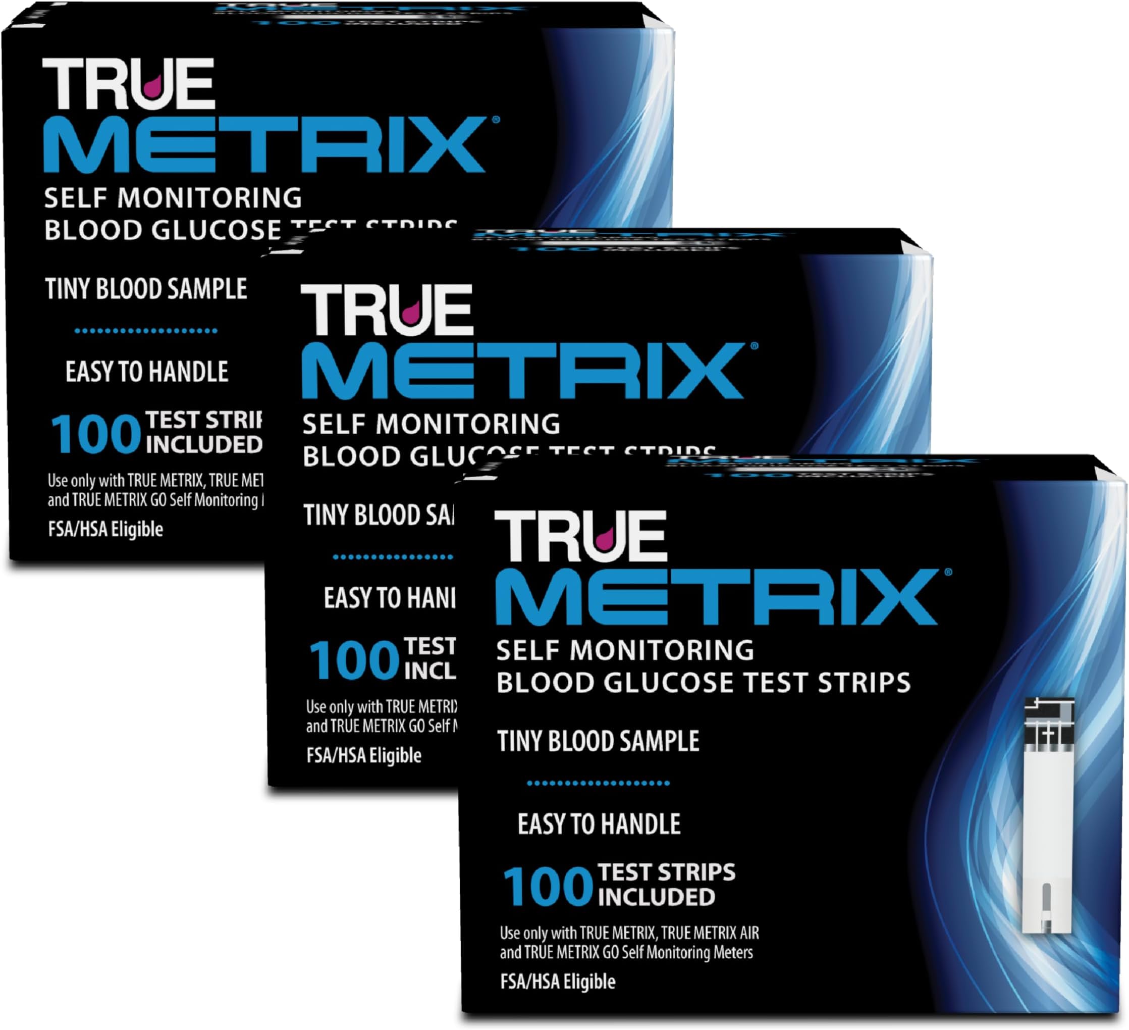 TRUE METRIX Self Monitoring Blood Glucose Test Strips, TRUE METRIX Family of Self Monitoring Blood Glucose Meters, Value Pack, 300 Count (3, 100-Count Boxes)