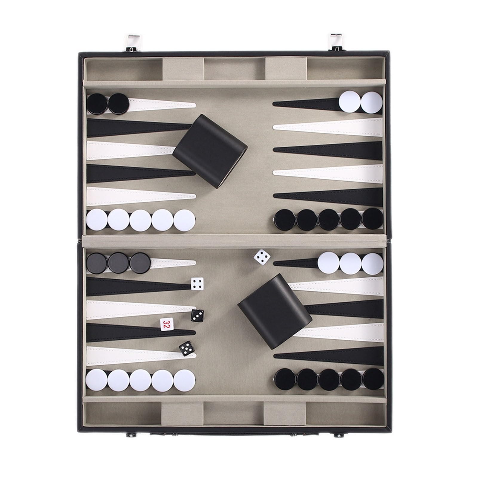 schachspiel 15-Zoll-Backgammon-Set, schwarzes PU-Leder-Brettspiel mit Strategie und Anleitung, Klassische Reisespiele for 2 Spieler for Erwachsene und Kinder