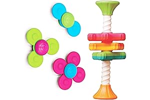 Squigs Fat Brain Toys MiniSpinny & Whirly, Interactive Sensory Toys for Infants