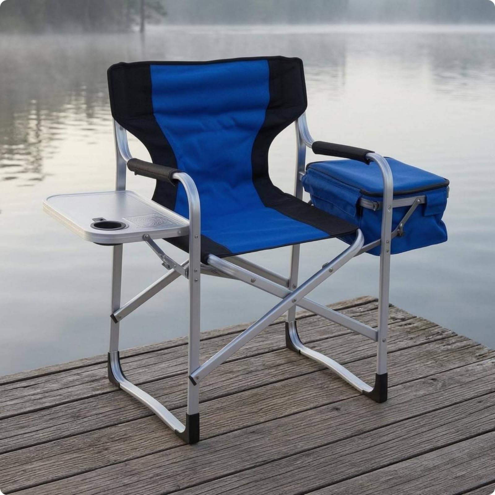Qianly Outdoor Klappstuhl Angelstuhl Campingstuhl Faltstuhl mit Stabilem Metallgestell Und Langlebigem Oxfordstoff Einfacher Auf- Und Abbau mit Armlehnen für, Blau