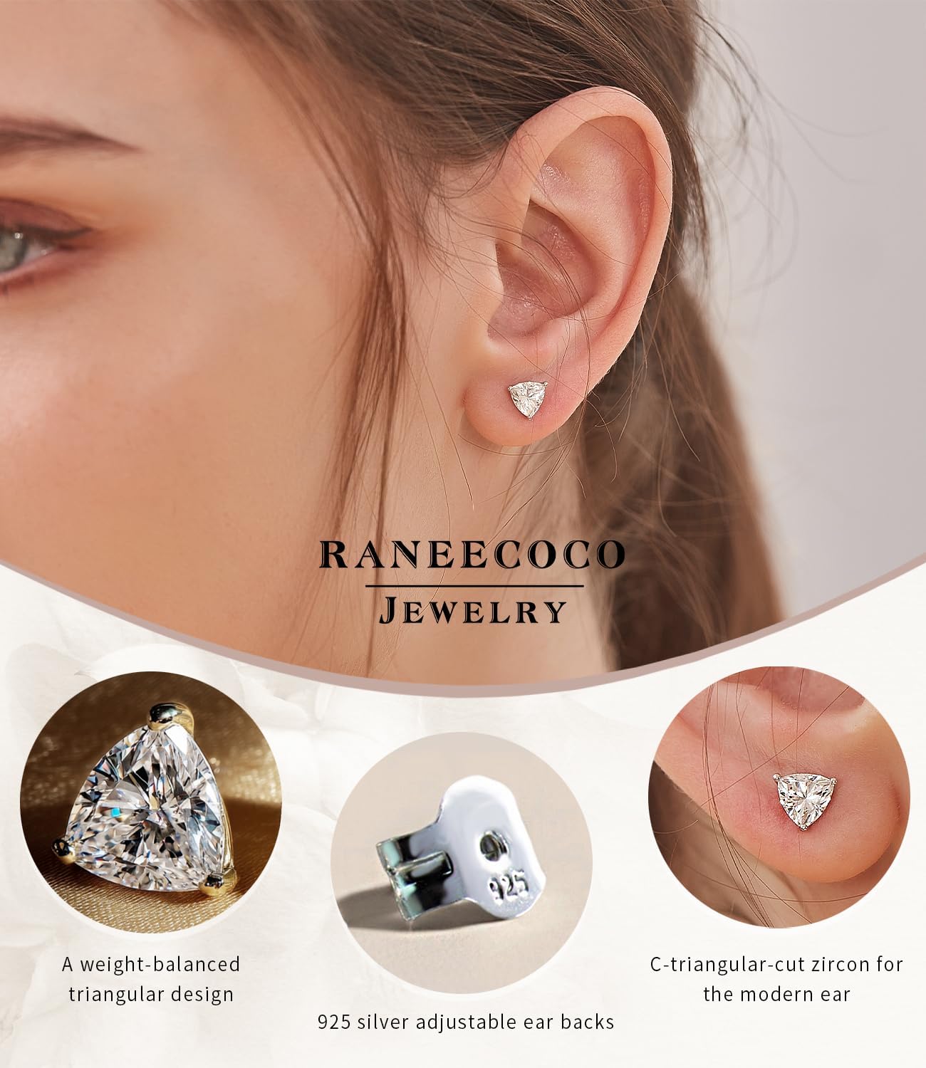 "STUNNING FLAME" Trillion-cut/Cushion-cut/Emerald-cut/Marquise-cut ... 18K White Gold Plated Sterling Silver Cubic Zirconia Simulated Diamond Stud Earrings for Women - Image 4