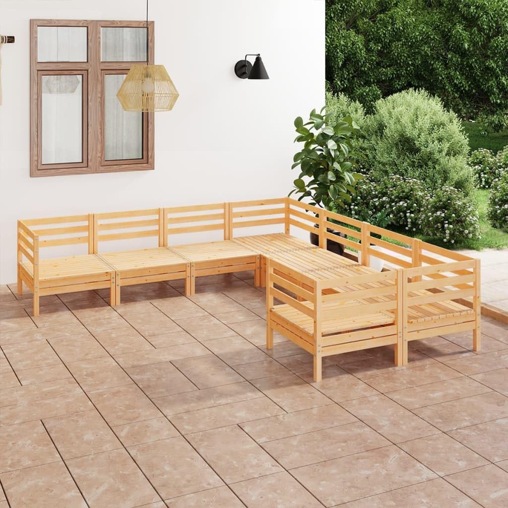 8-częściowy zestaw wypoczynkowy z litego drewna sosnowego z konstrukcją palet, modułowy zestaw mebli ogrodowych na taras, balkon lub do salonu, trwały i łatwy w pielęgnacji, do 110 kg na