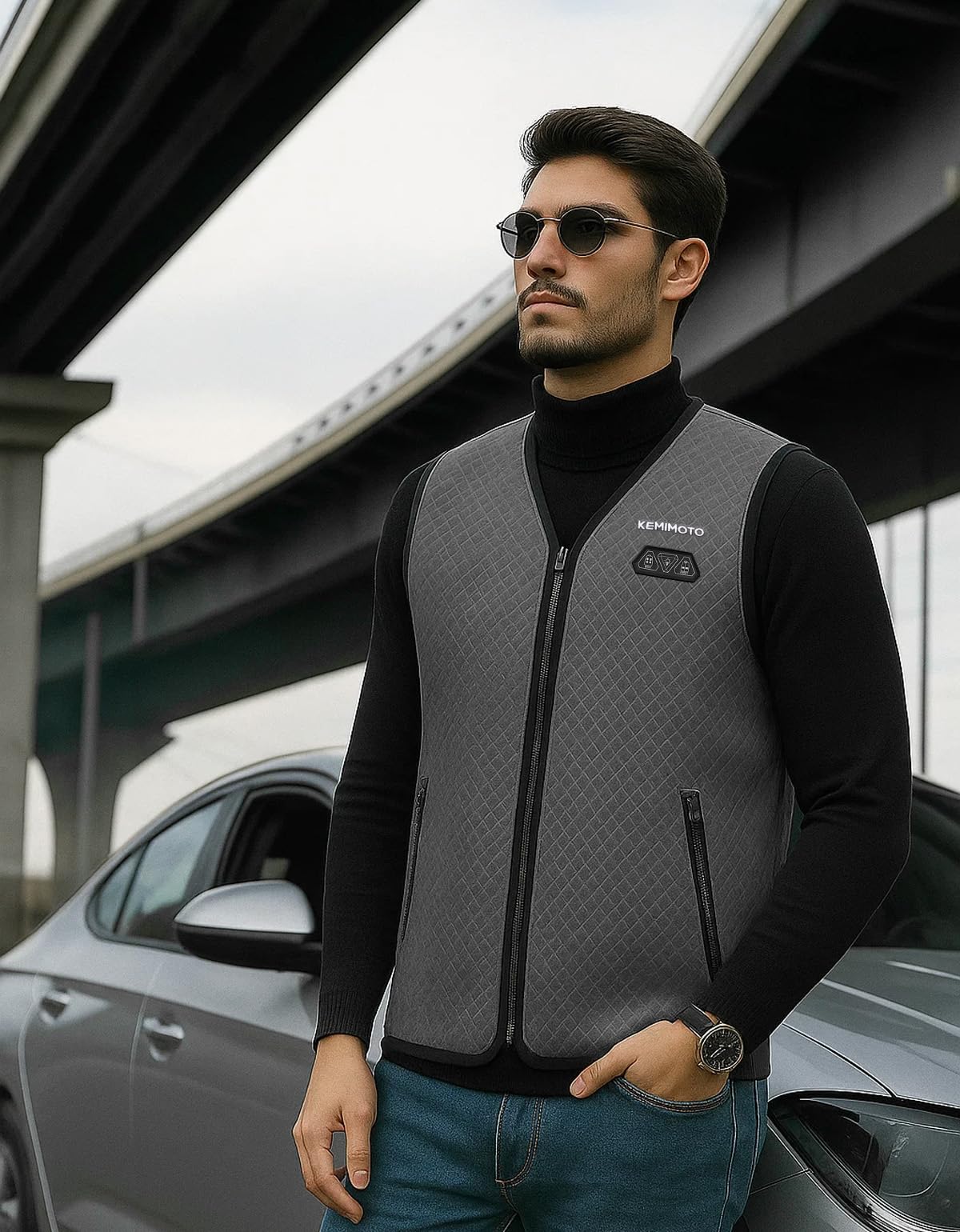 Chalecos Calefactables KEMIMOTO para Hombre 6 Zonas de Calor, Esquí Pesca Moto (Sin Batería)