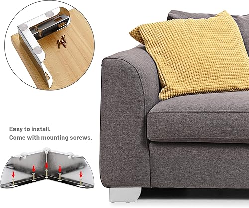 Miniatura 4 de 4 patas de metal moderno de 2.2 in para muebles de sofá con tornillos de montaje  Juego de patas de repuesto para muebles de gabinete, patas de pie