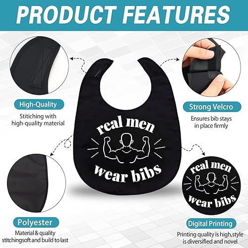 Miniatura 10 de Divertidos baberos para adultos para comer hombres, mujeres, ancianos, protectores de ropa, lavables, babero para adultos mayores