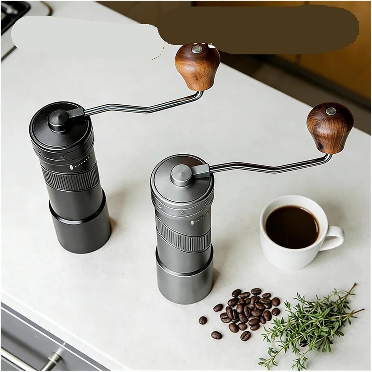 Manual Coffee Grinder Portable Burr Inside Coffe(Wave Grey)