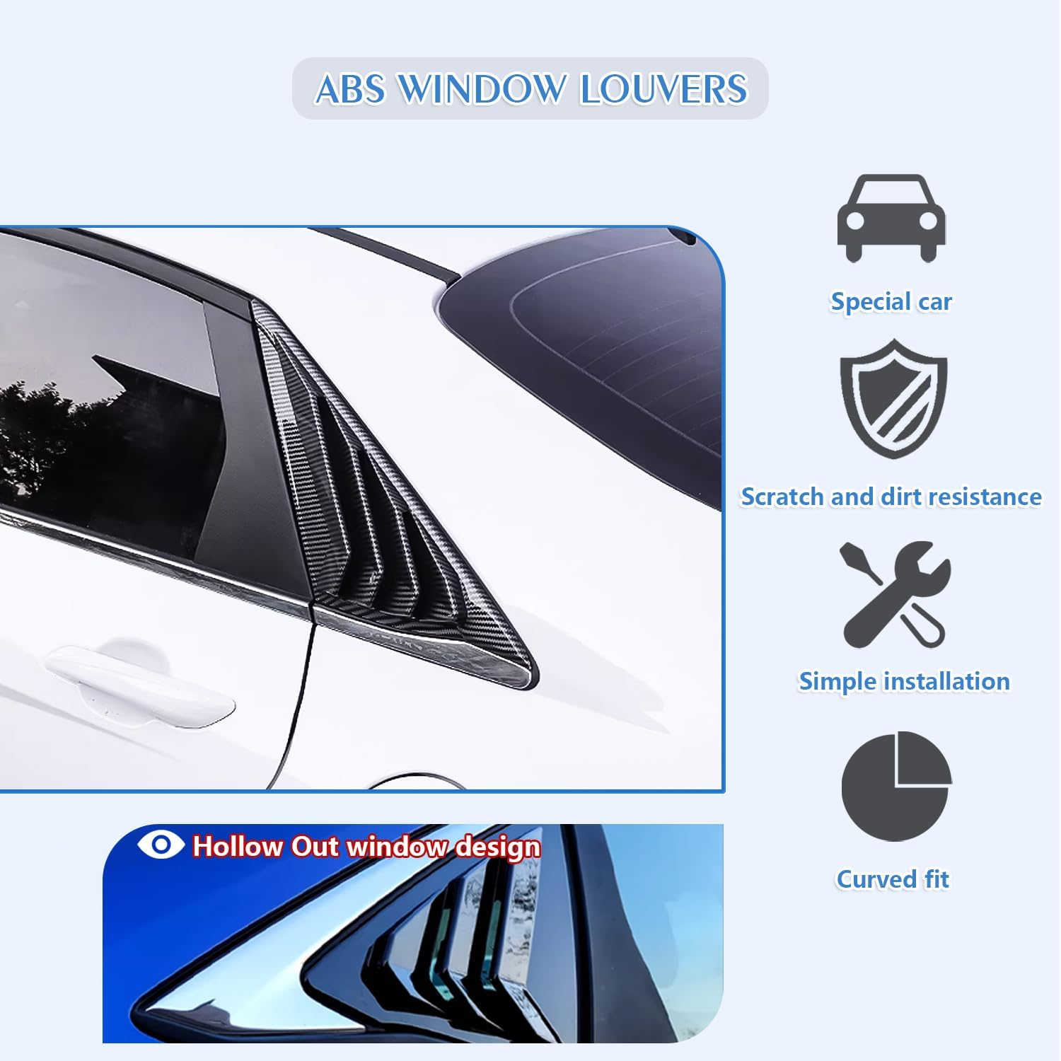 Compatible with Hyundai Elantra 2024 2025 2026 Window Louvers Front Side Racing Style ABS Window Louvers Air Vent Scoop Shades Cover Blinds Car Exterior Accessories - Bright Black Style 2PCS