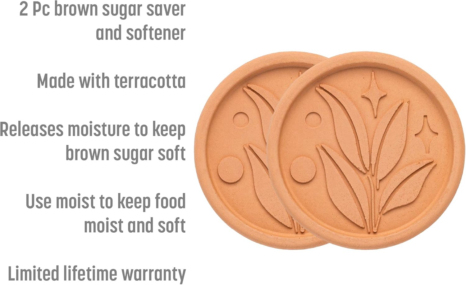 Goodful Brown Sugar Saver and Softener, Leaf Design, Reusable Terracotta Disc, 2 Pack, Clay : Tools & Home Improvement