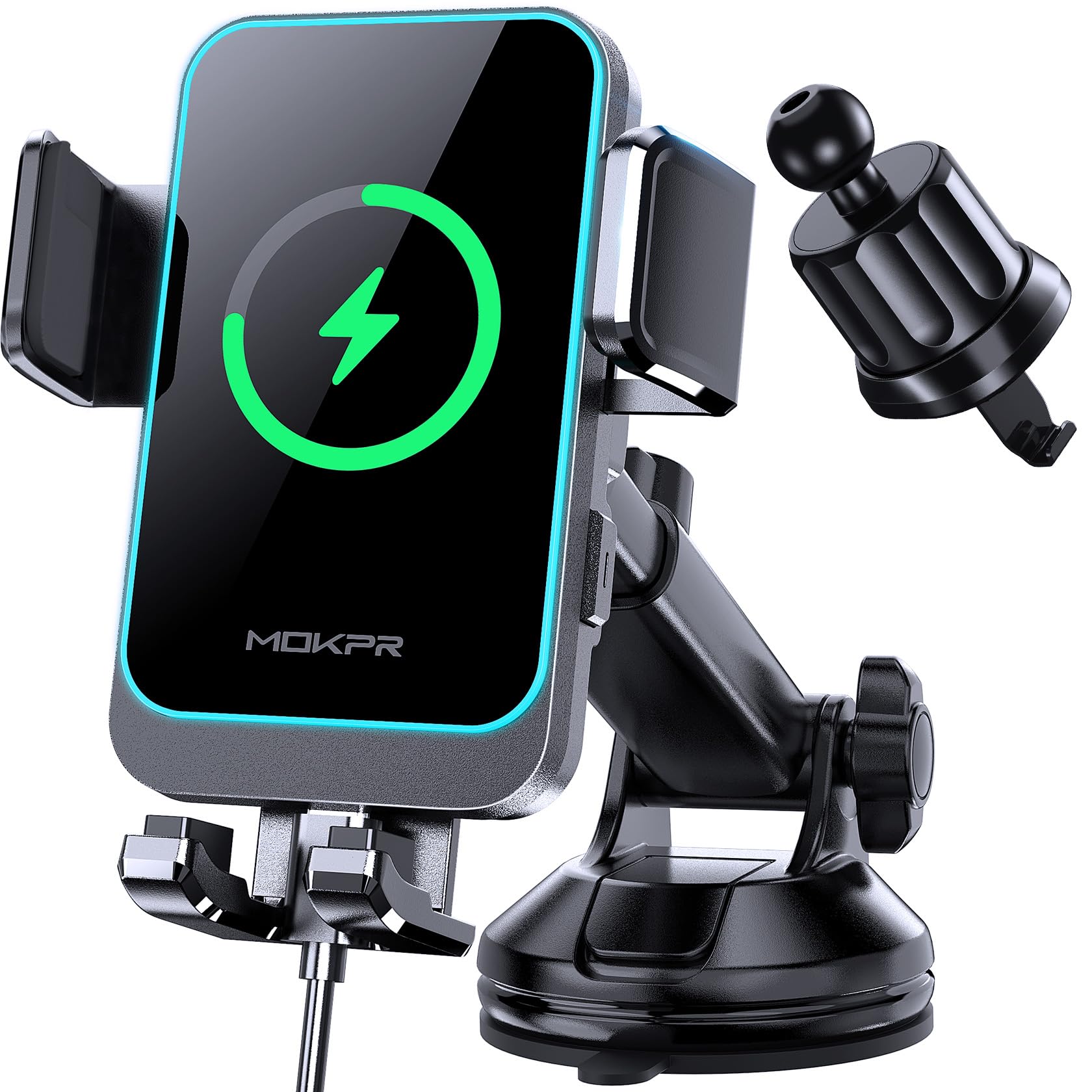 MOKPR 15W Auto Clamping Car Phone Holder Charger