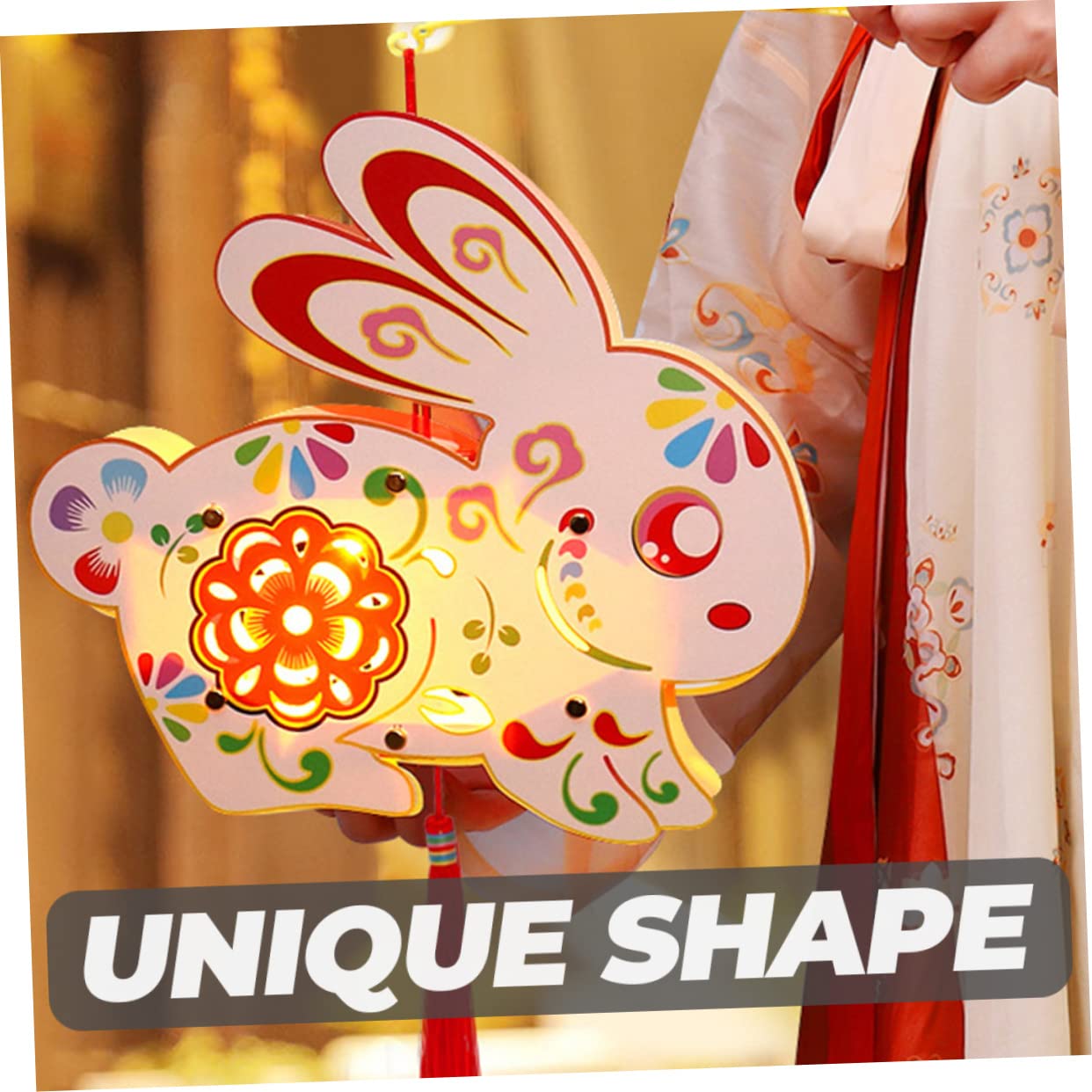 Amosfun 4 Juegos 4 Juegos De Pantallas De Lámpara con Forma De Conejo Decoración De Conejo Luces Solares para Exteriores Linternas De Año Lunar Lámpara De Campamento con 2 Piezas * 4