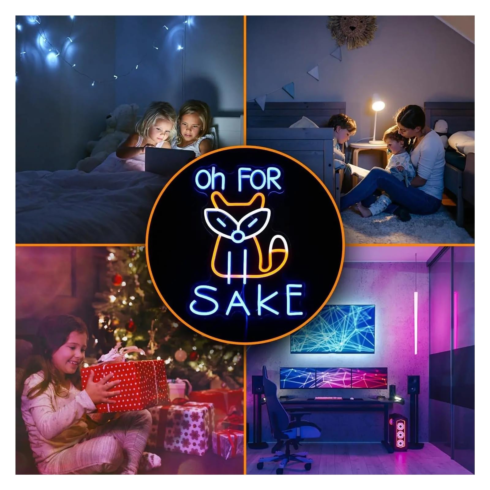 Wiszące neony artystyczne Neon Oh For Fox Sake Neon Możliwość Przyciemniania Światło LED Do Dekoracji Ściennych Zasilany Przez USB Do Sypialni Tematyczne Spotkania 30cm×37.5cm