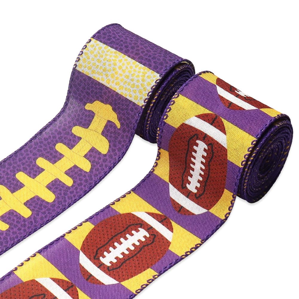 Ruban de football violet d'automne Estivaux à bords métalliques pour couture et loisirs créatifs